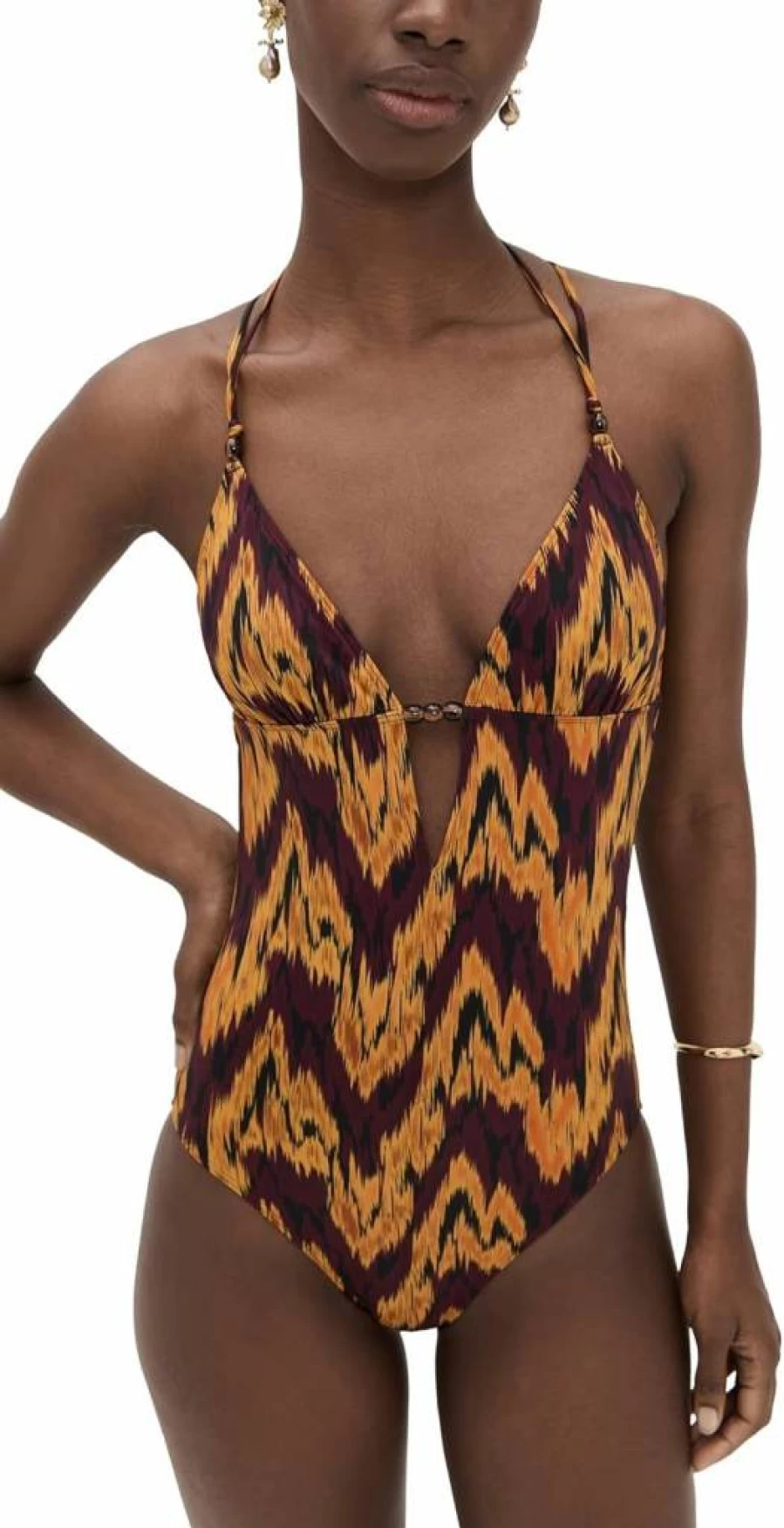 Ulla Johnson Leila Beaded Maillot Swimsuit for Women | Stylish Designer One-Piece Bathing Suit