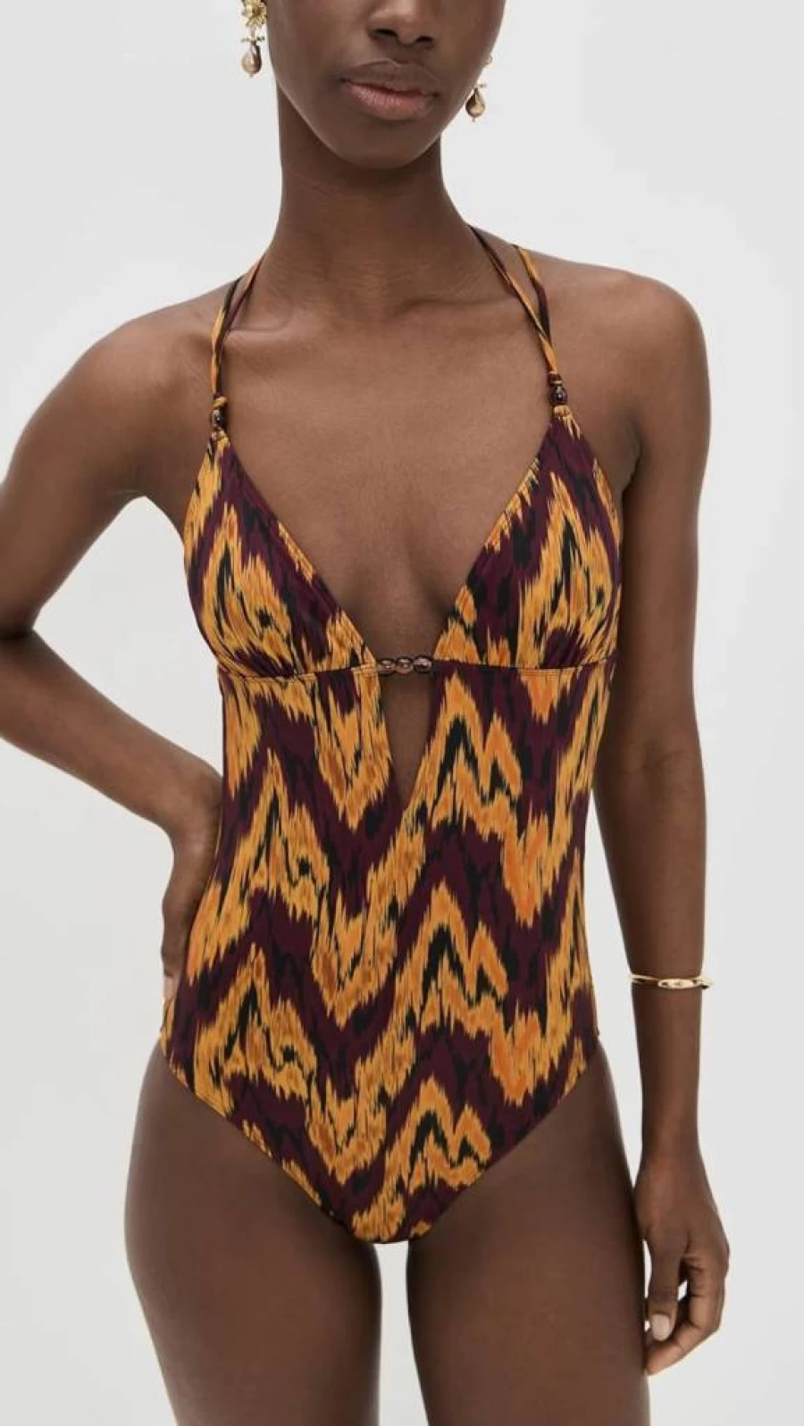 Ulla Johnson Leila Beaded Maillot Swimsuit for Women | Stylish Designer One-Piece Bathing Suit