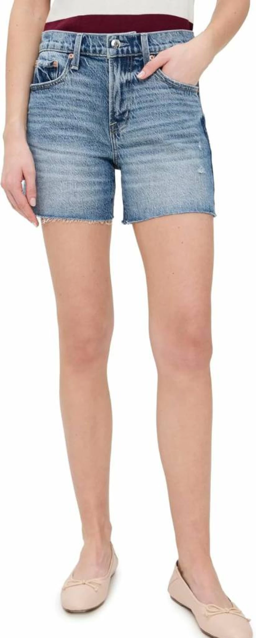 Pistola Denim Women's Kennedy High-Waisted Denim Shorts - Vintage Blue Distressed Jeans Shorts for Women