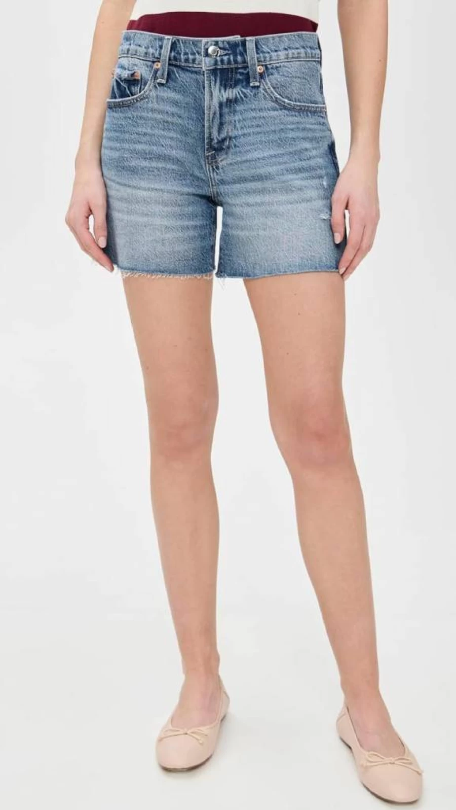 Pistola Denim Women's Kennedy High-Waisted Denim Shorts - Vintage Blue Distressed Jeans Shorts for Women