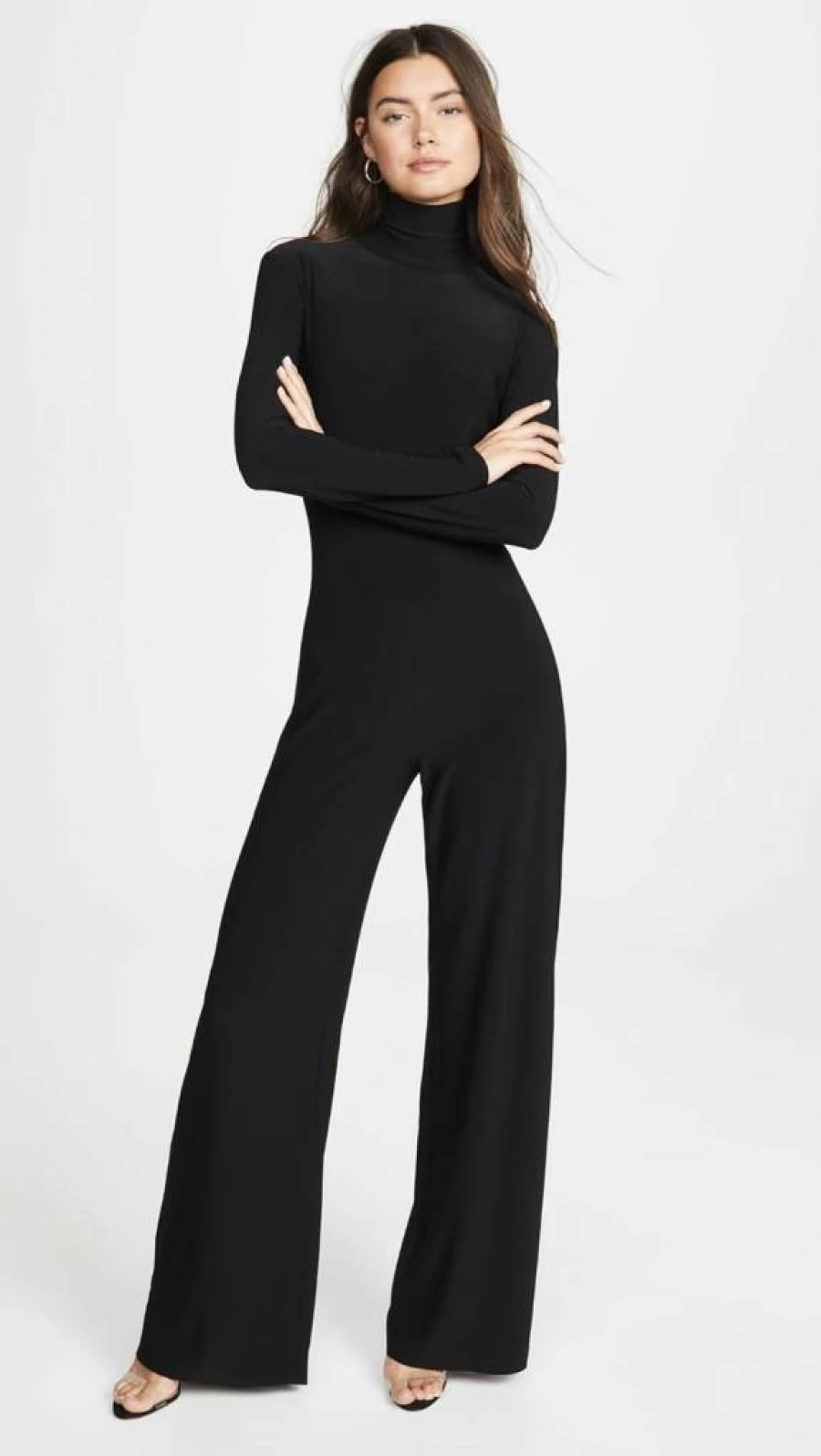 Norma Kamali Women's Long Sleeve Turtleneck Jumpsuit - Elegant One-Piece Romper with High Neck