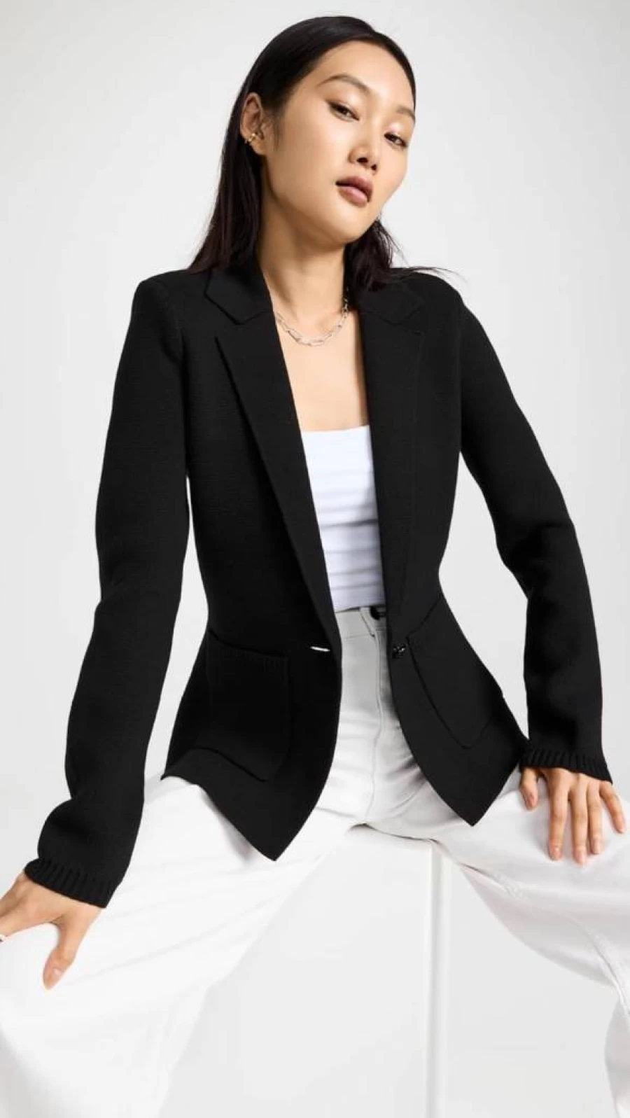 L'AGENCE Women's Lacey Knit Blazer - Stylish Knitted Jacket for Women