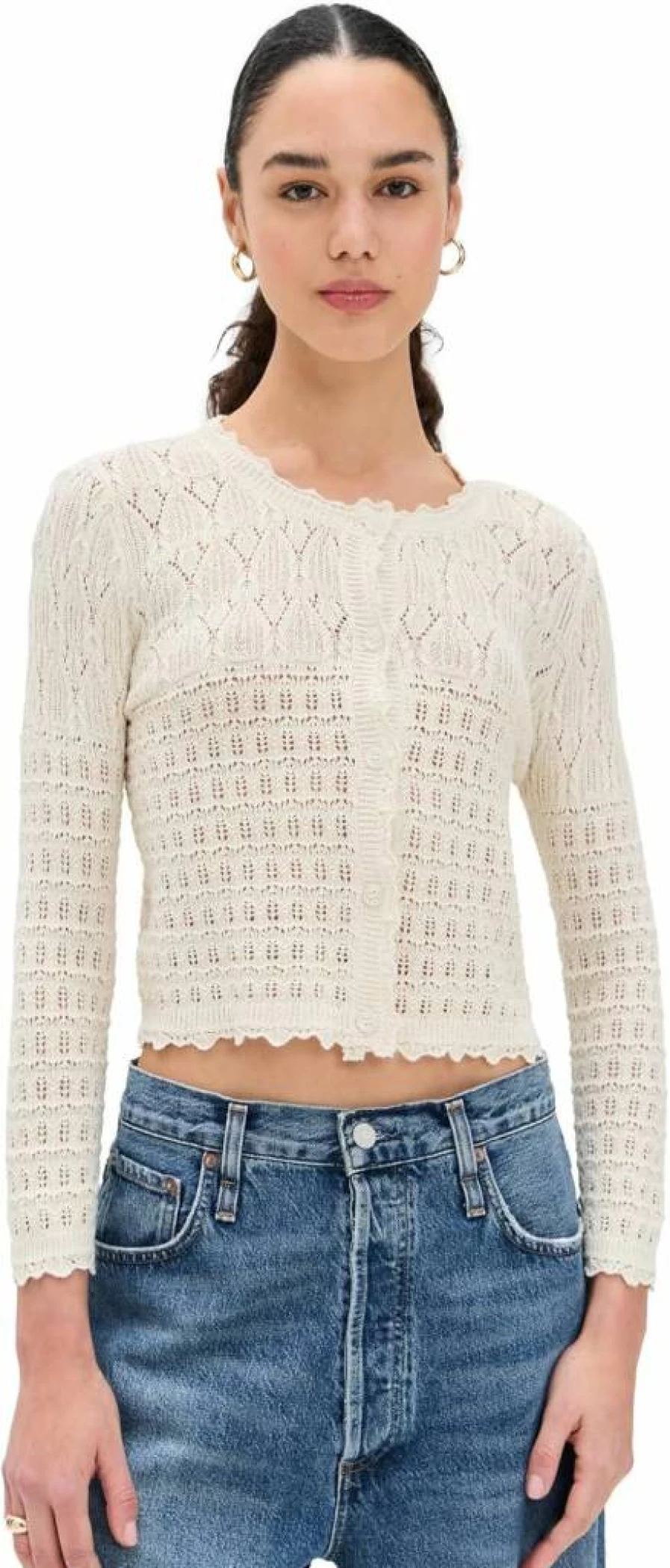 Z SUPPLY Women's Crochet Cardigan Top - Boho Chic Lace Knit Sweater
