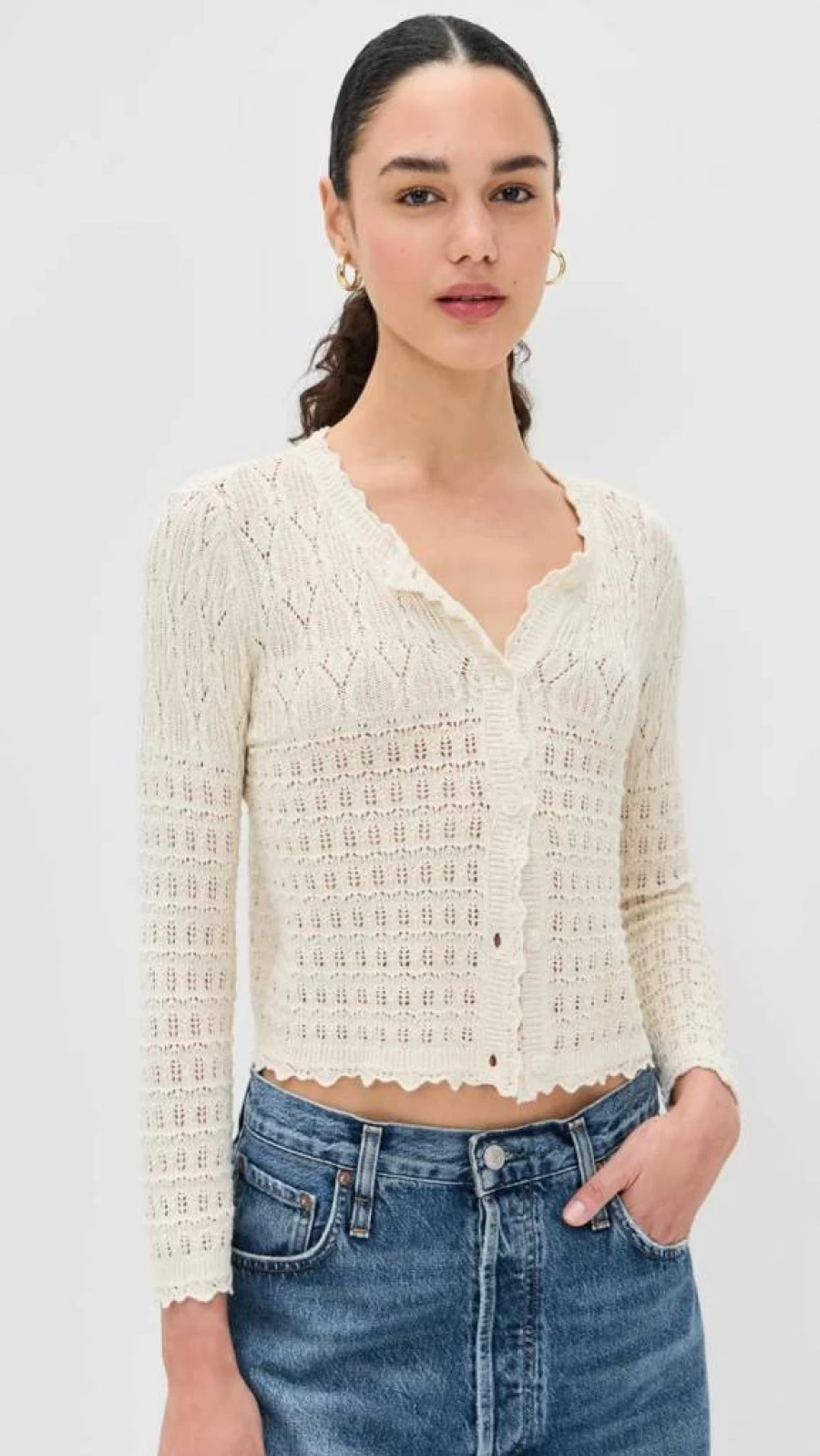 Z SUPPLY Women's Crochet Cardigan Top - Boho Chic Lace Knit Sweater