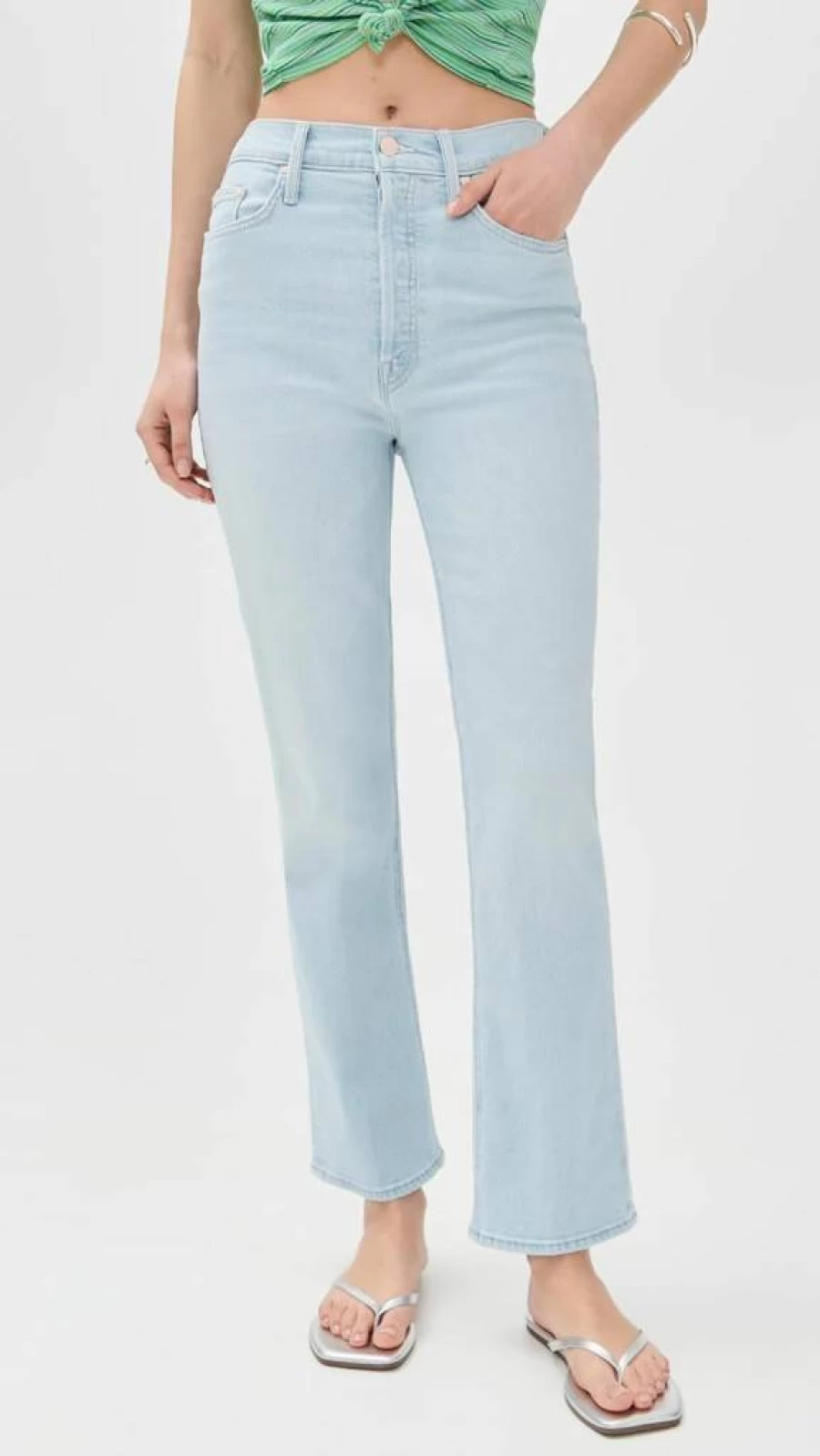 MOTHER Women's The Tripper Ankle Jeans - High-Rise Slim Fit Stretch Denim
