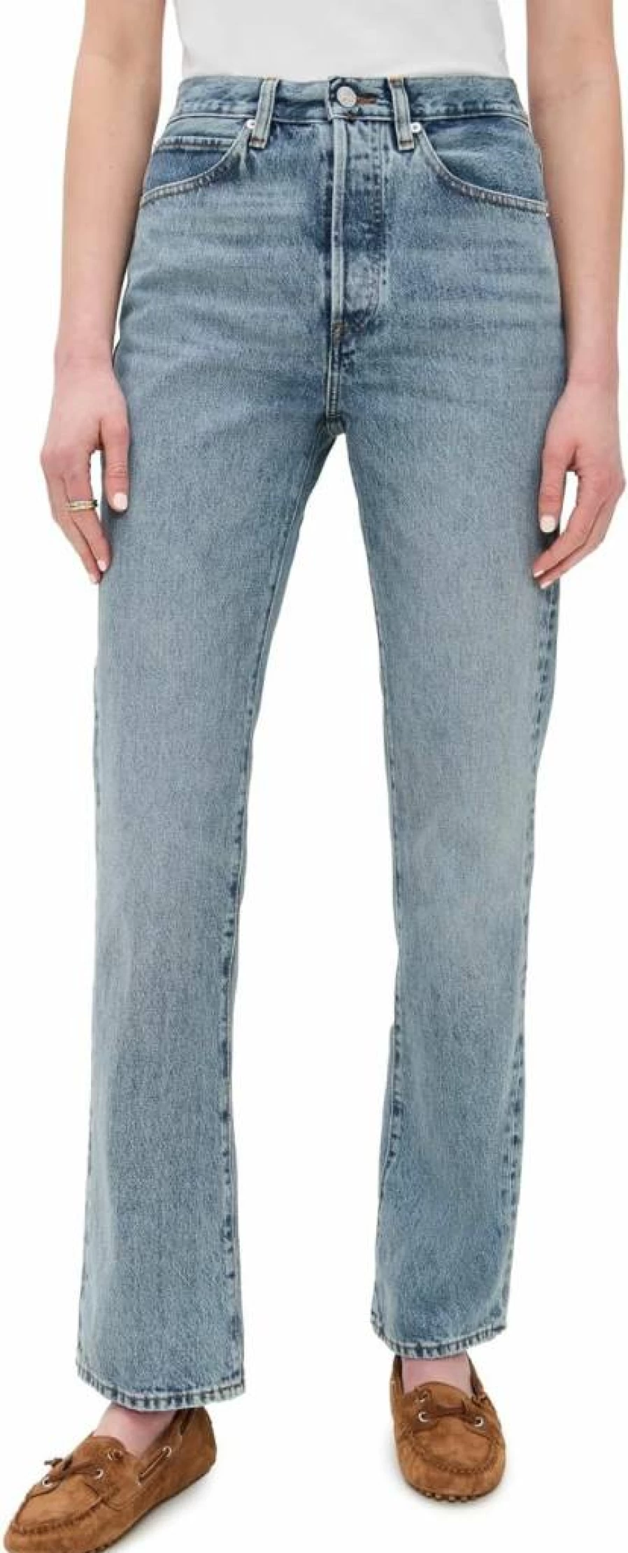 FRAME Women's High-Rise Vertical Stripe Slim Fit Jeans