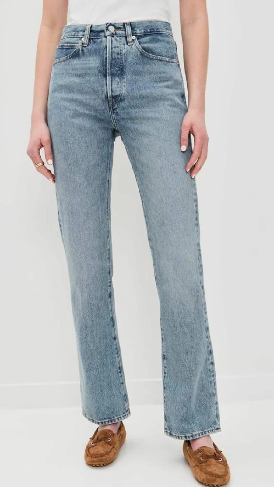 FRAME Women's High-Rise Vertical Stripe Slim Fit Jeans
