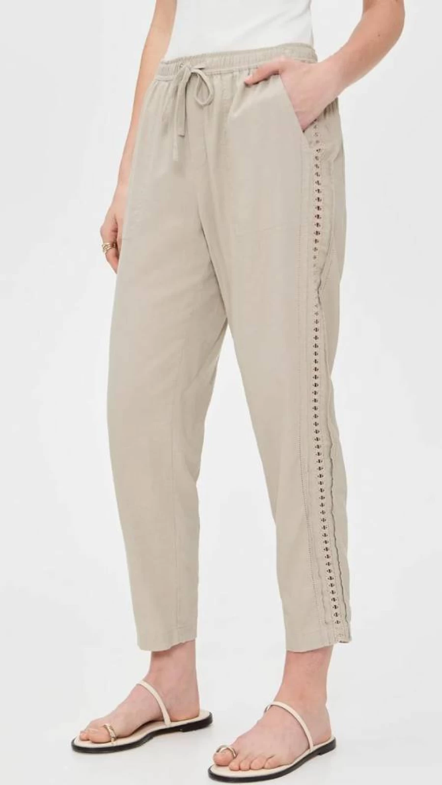 Splendid Women's Angie Straight Leg Crochet Lace Pants - Boho Chic High Waisted Trousers