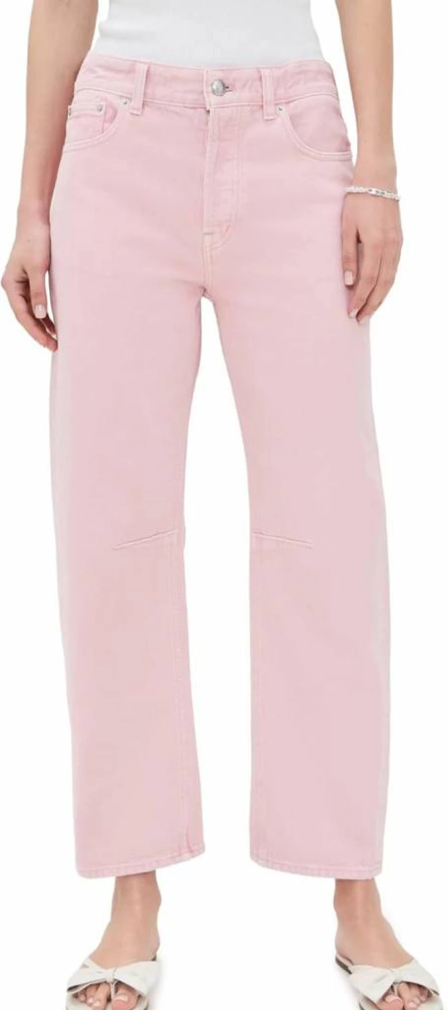 Madewell Women's High-Rise Barrel-Leg Jeans with Darted Detail - Classic Straight Fit Denim Pants
