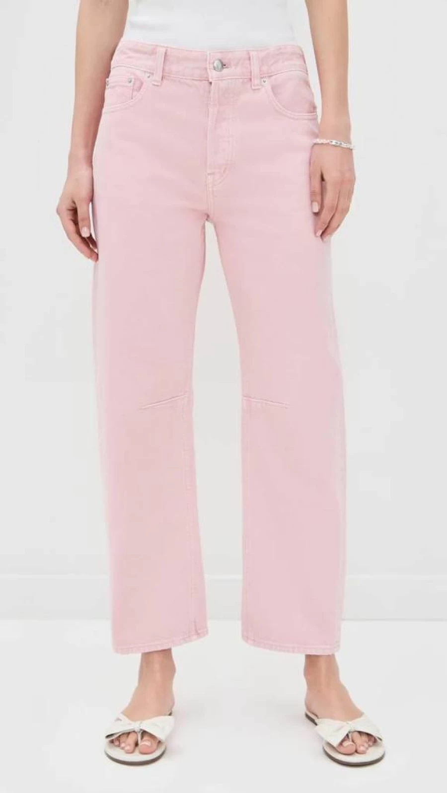 Madewell Women's High-Rise Barrel-Leg Jeans with Darted Detail - Classic Straight Fit Denim Pants