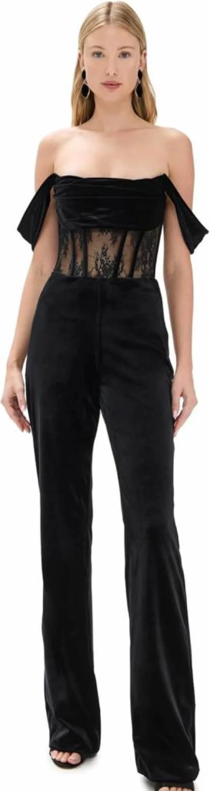 Retrofete Women's Leni Velvet Lace Jumpsuit - Elegant Velvet & Lace Romper for Women