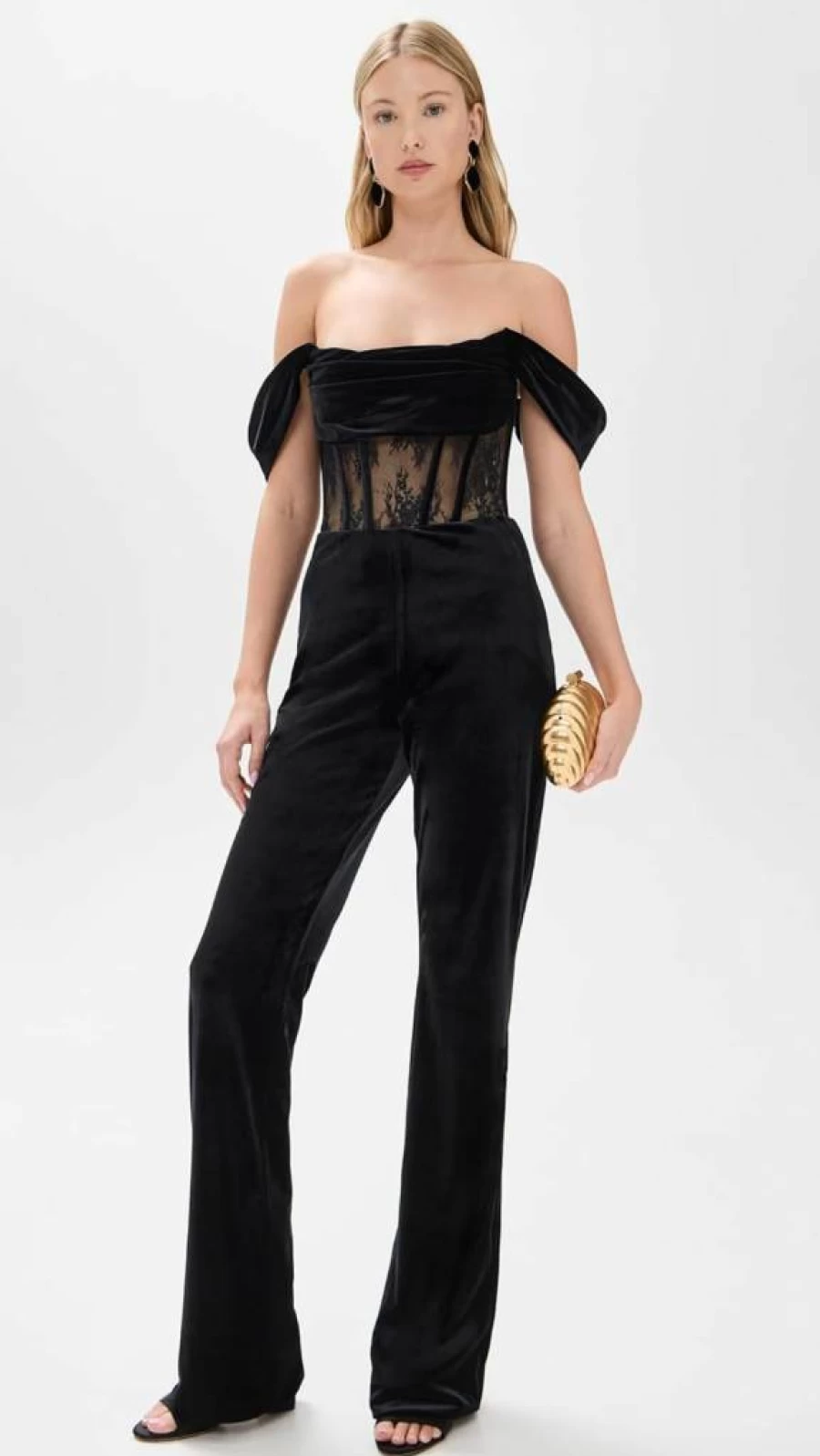 Retrofete Women's Leni Velvet Lace Jumpsuit - Elegant Velvet & Lace Romper for Women