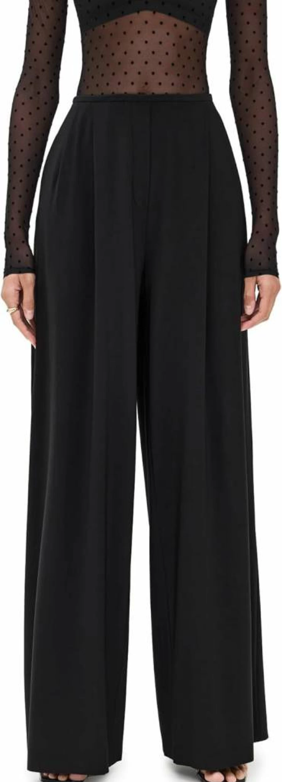 Norma Kamali Women's Pleated Trousers - Elegant High-Waisted Flowy Palazzo Pants for Casual & Office Wear