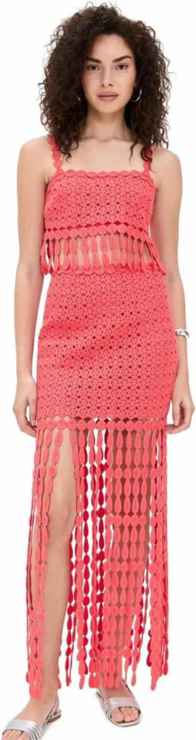 Saylor Women's Elie Fringe Embroidery Skirt Set - Boho Chic Floral Maxi Skirt with Tassel Details