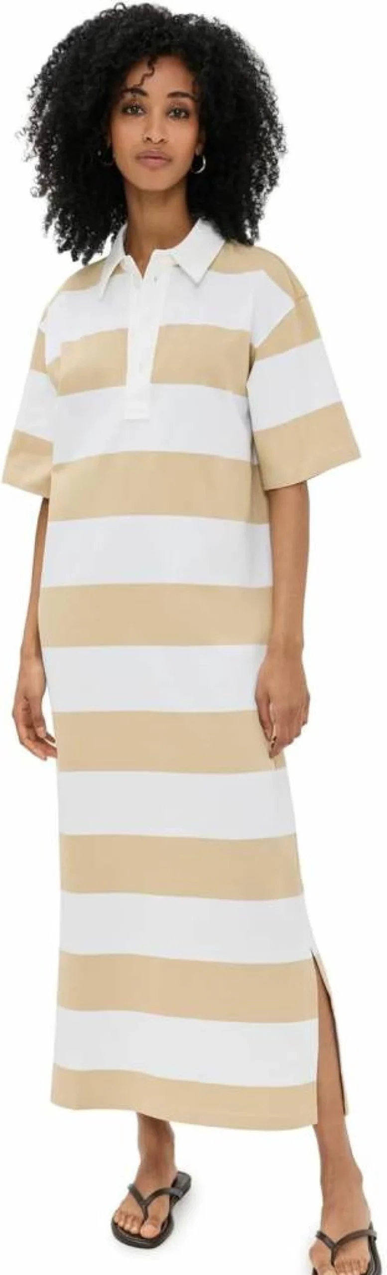 LE BOP Women's Nell Polo Collar Maxi Dress - Casual Summer Long Dress with Button Front