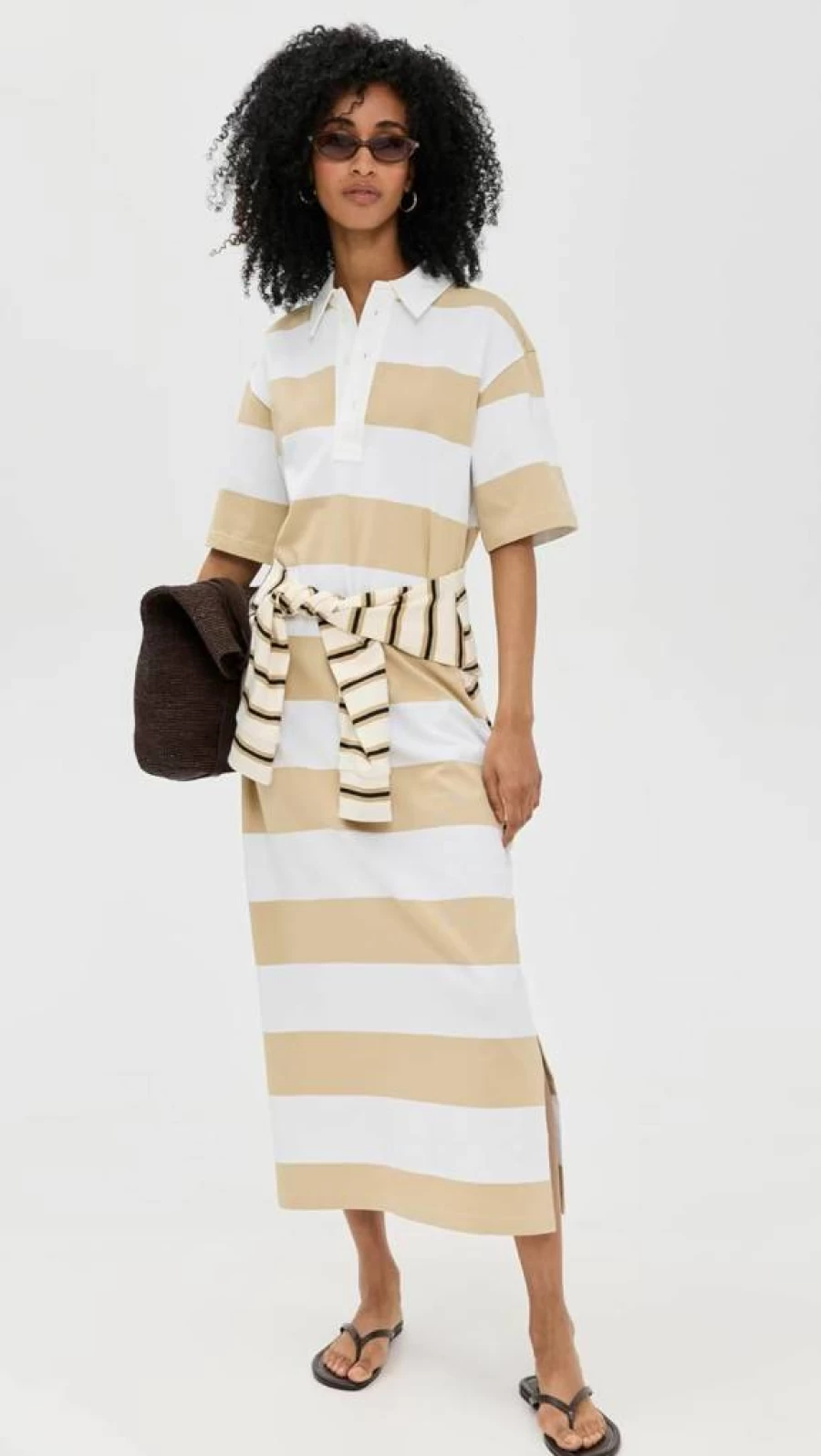 LE BOP Women's Nell Polo Collar Maxi Dress - Casual Summer Long Dress with Button Front