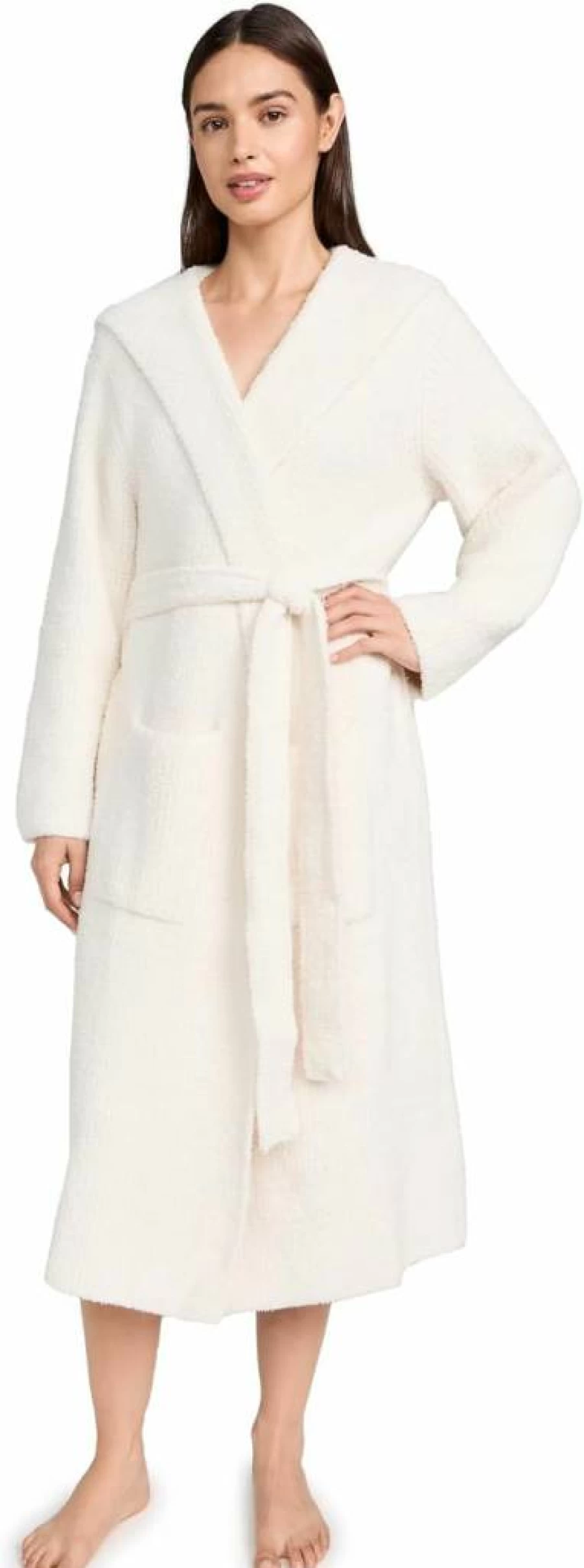 Barefoot Dreams Cozychic Ribbed Hooded Robe - Luxe Soft Lounge Robe for Women