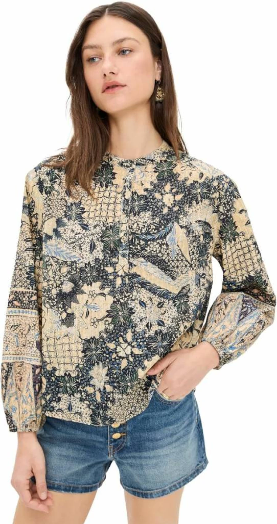 Ulla Johnson Women's Harlowe Blouse - Floral Printed Silk Top with Ruffled Sleeves