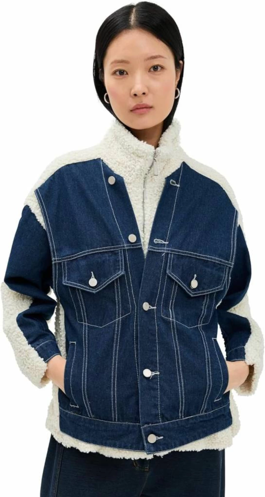 BLANKNYC Women's Sherpa Lined Denim Jacket - Cozy Winter Fashion Outerwear