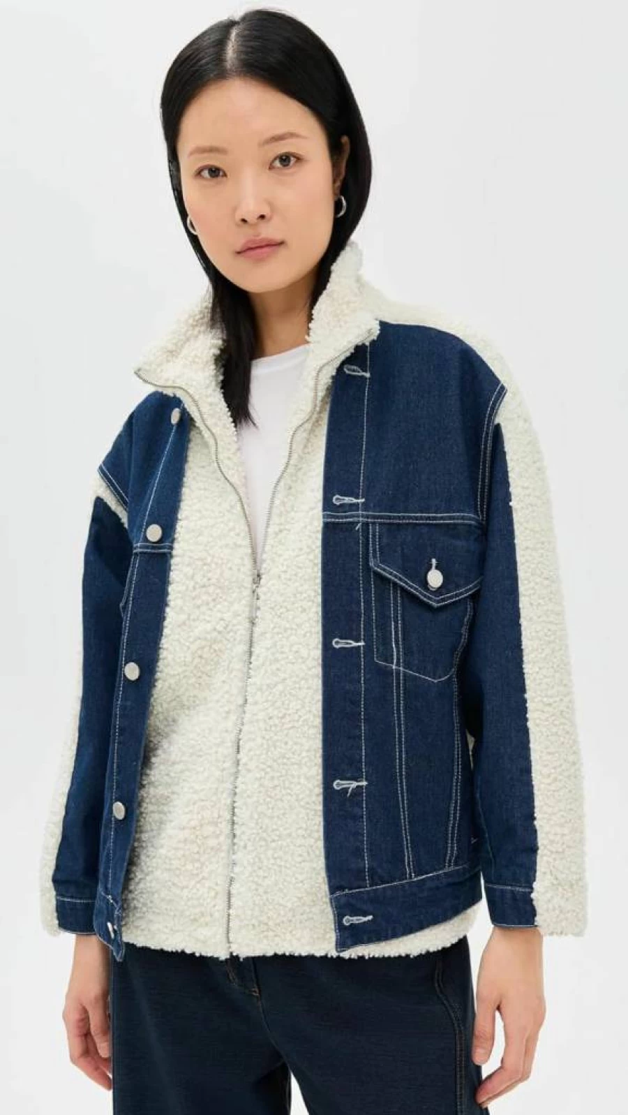 BLANKNYC Women's Sherpa Lined Denim Jacket - Cozy Winter Fashion Outerwear