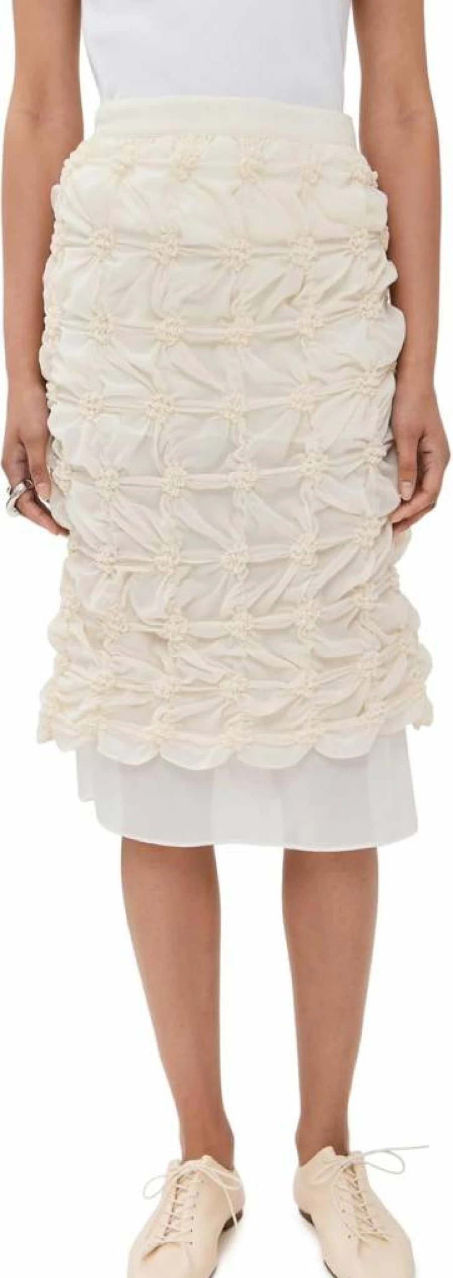 ROKH Women's Scrunched Chiffon Skirt - Elegant Flowy High-Waisted Pleated Midi Skirt