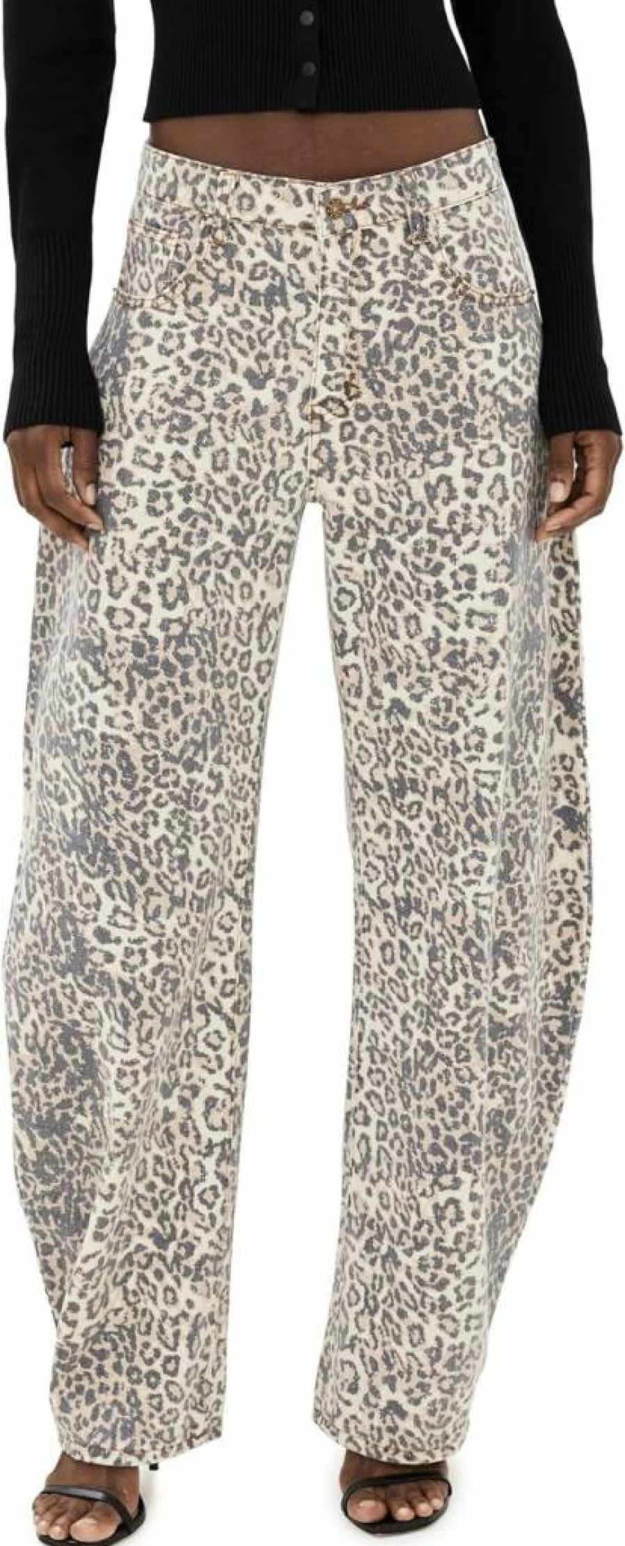 Lioness Women's Distressed High-Waisted Horseshoe Embroidered Jeans - Vintage Denim Pants for Women