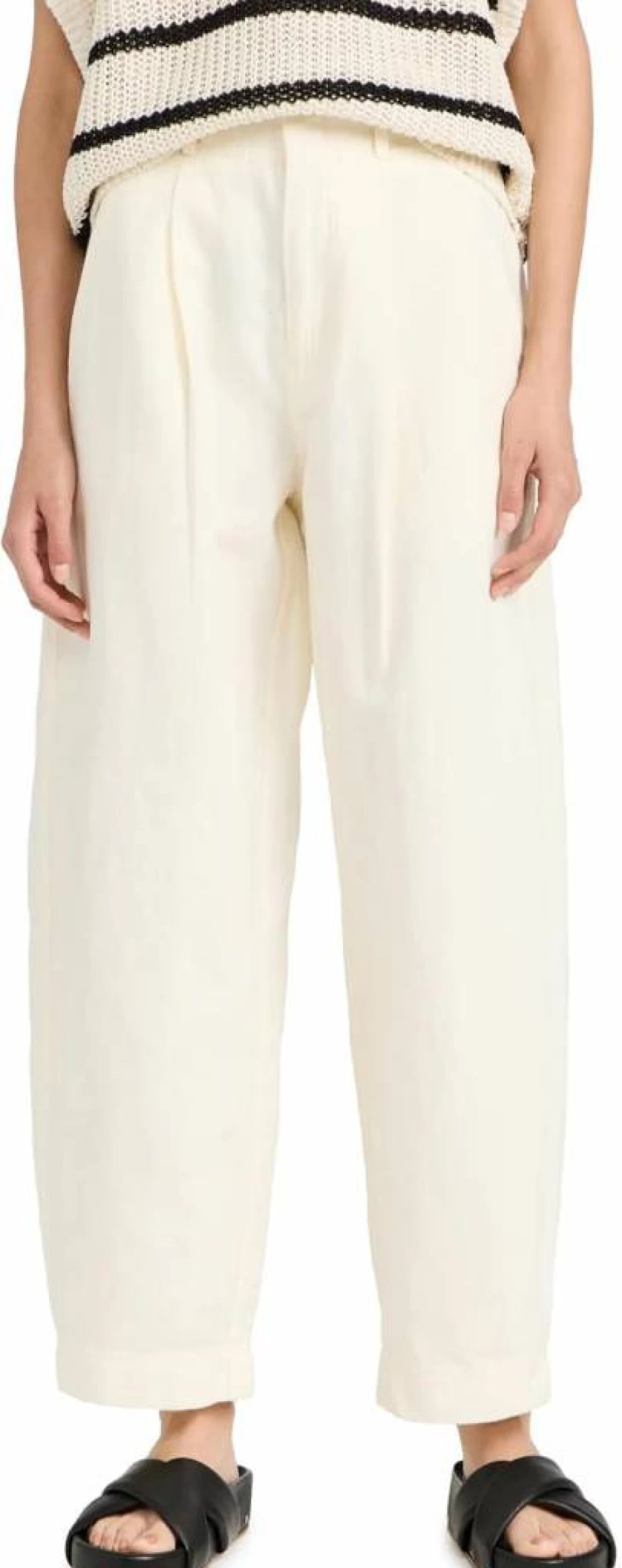 Apiece Apart Women's Bari Crop Trousers - High-Waisted Wide-Leg Casual Pants