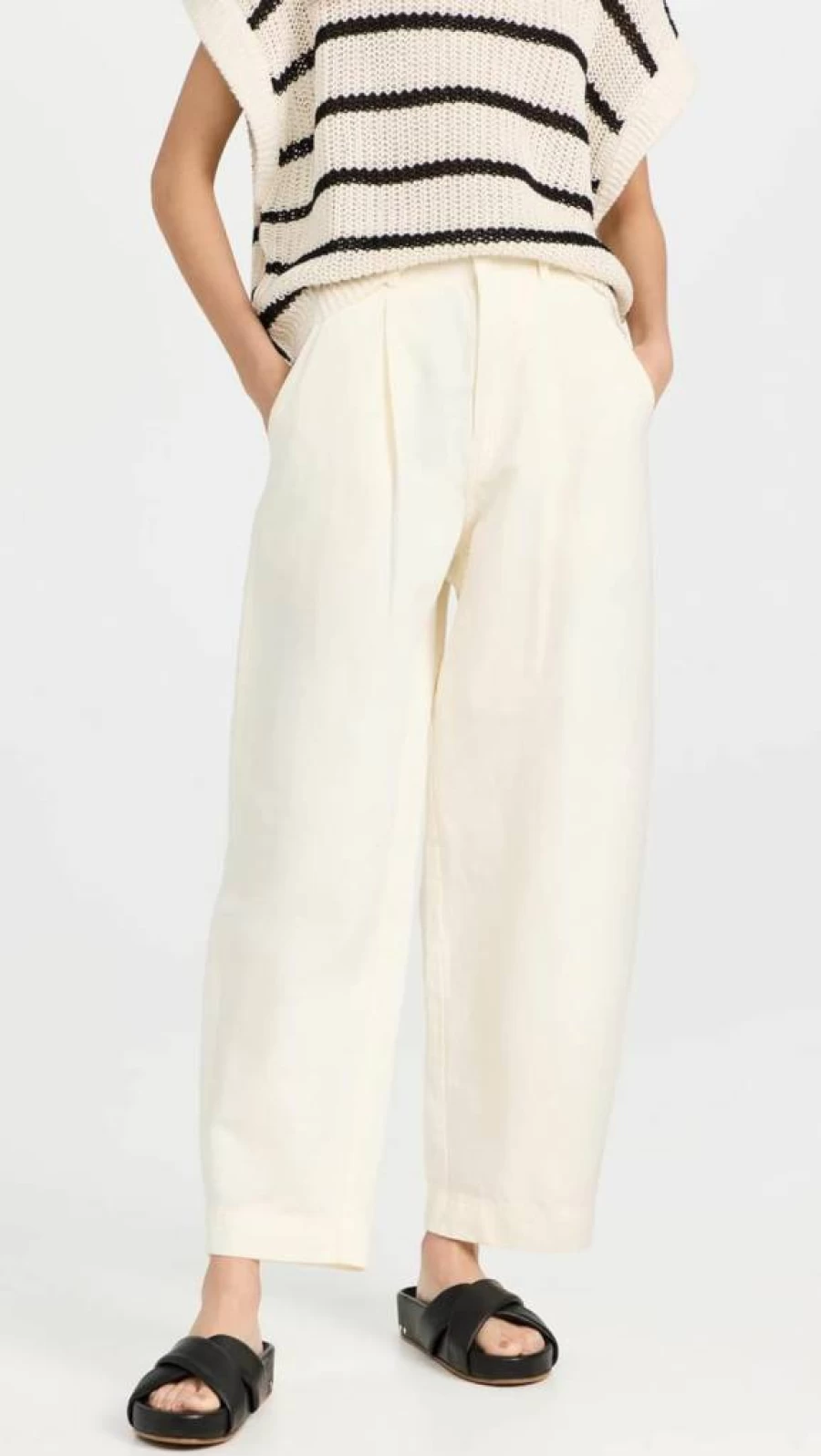 Apiece Apart Women's Bari Crop Trousers - High-Waisted Wide-Leg Casual Pants