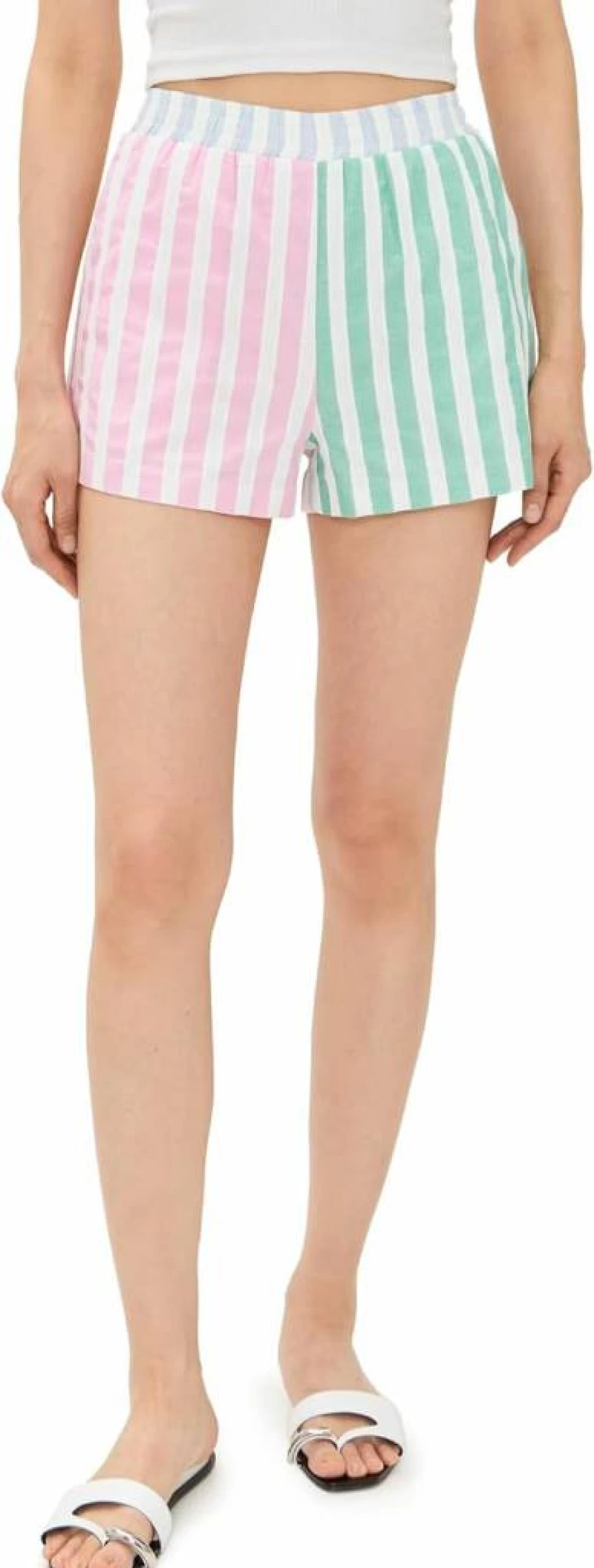 English Factory Women's Fashion Colorblock Striped High-Waisted Summer Shorts