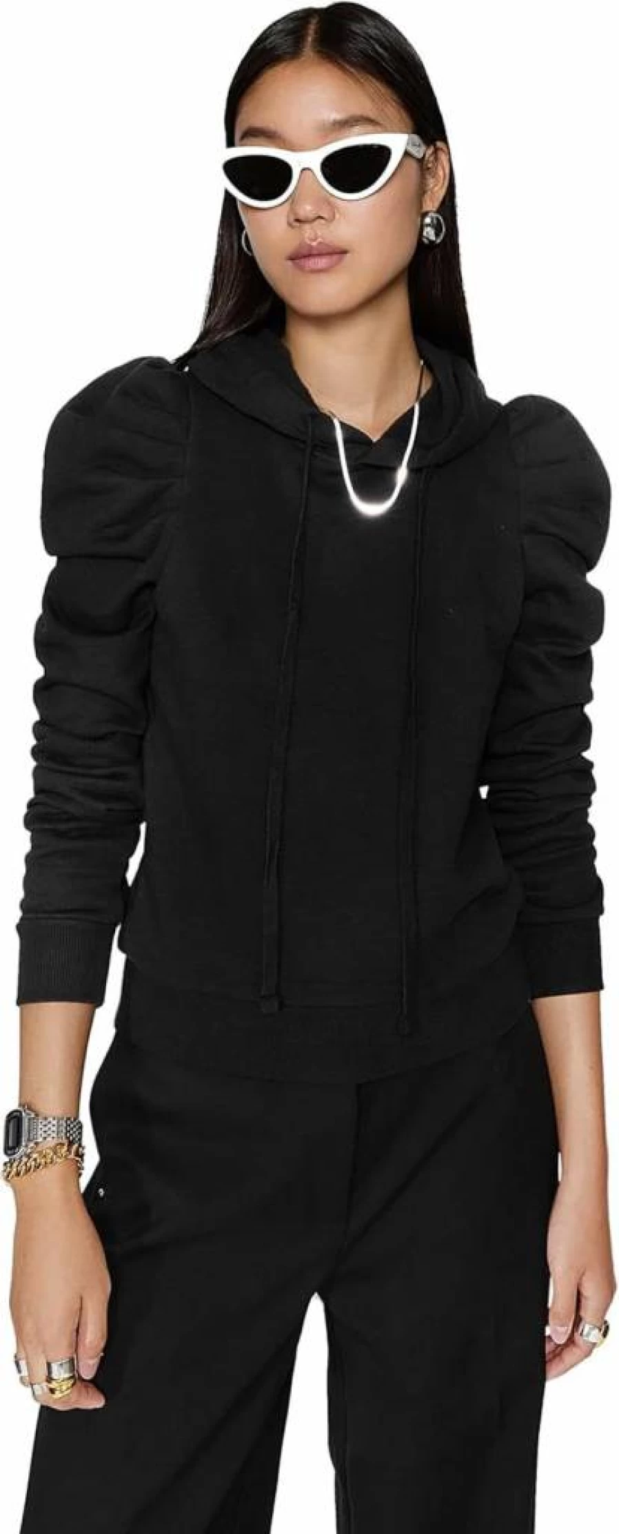 Rebecca Minkoff Women's Janine Hoodie - Stylish Fleece Pullover with Front Pockets