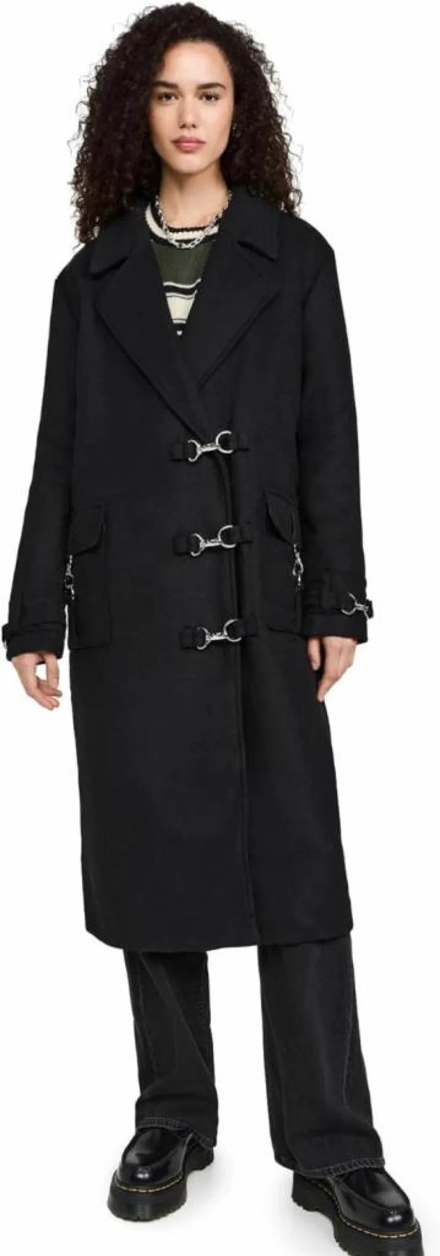 The Ragged Priest Women's Longline Buckle Coat – Stylish Vintage-Inspired Outerwear