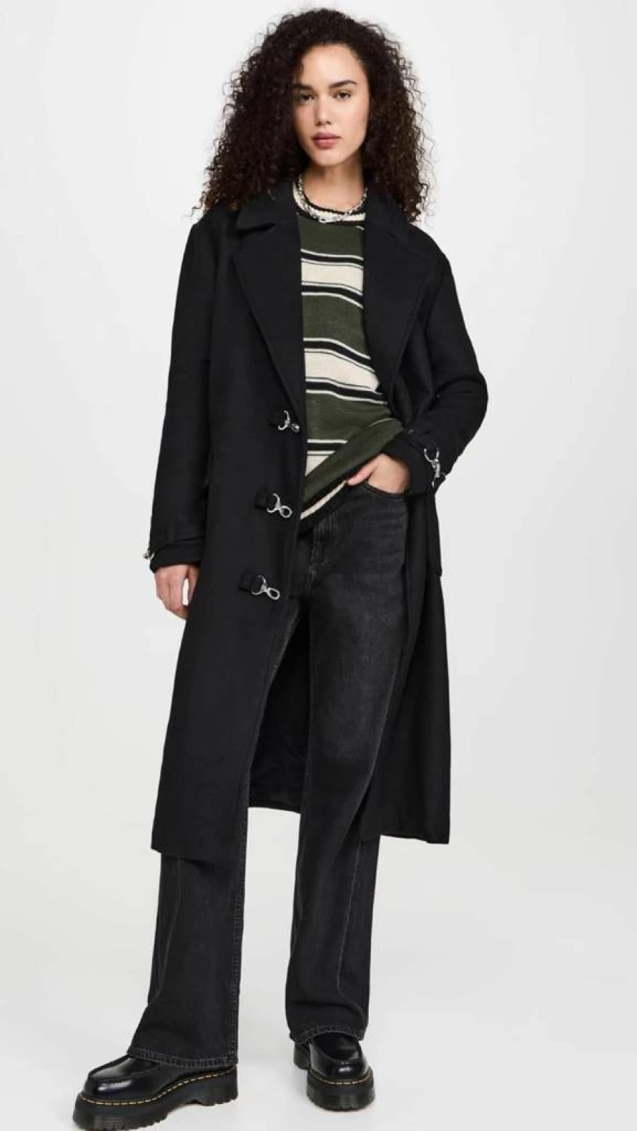 The Ragged Priest Women's Longline Buckle Coat – Stylish Vintage-Inspired Outerwear