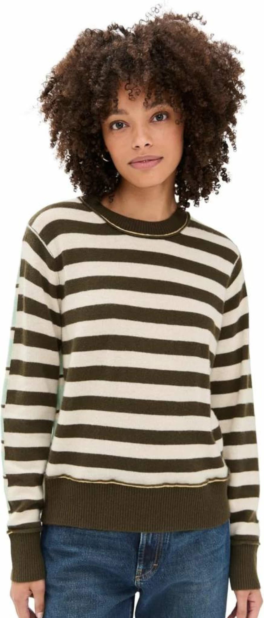 White + Warren Women's Striped Cashmere Blend Crewneck Sweater