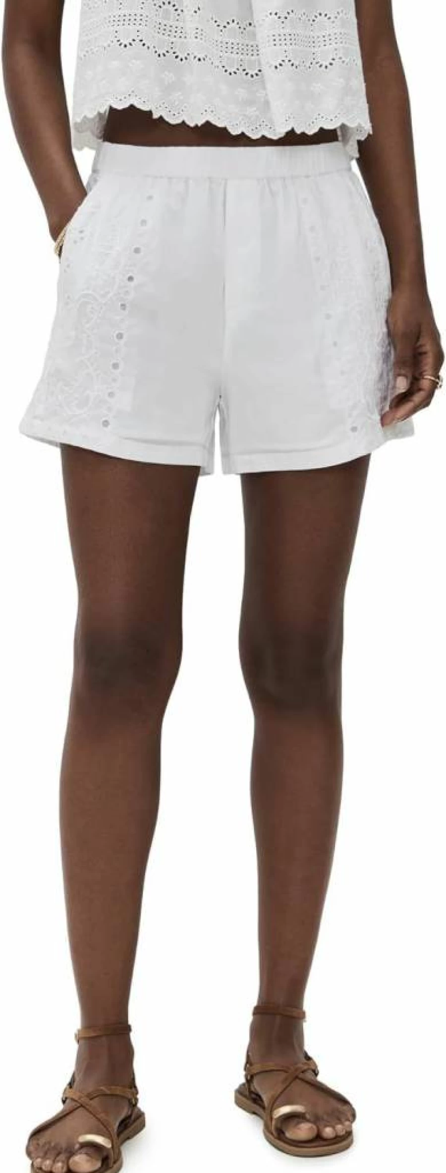 Madewell Women's Eyelet Pull-On Denim Shorts - Comfortable Summer Casual Shorts