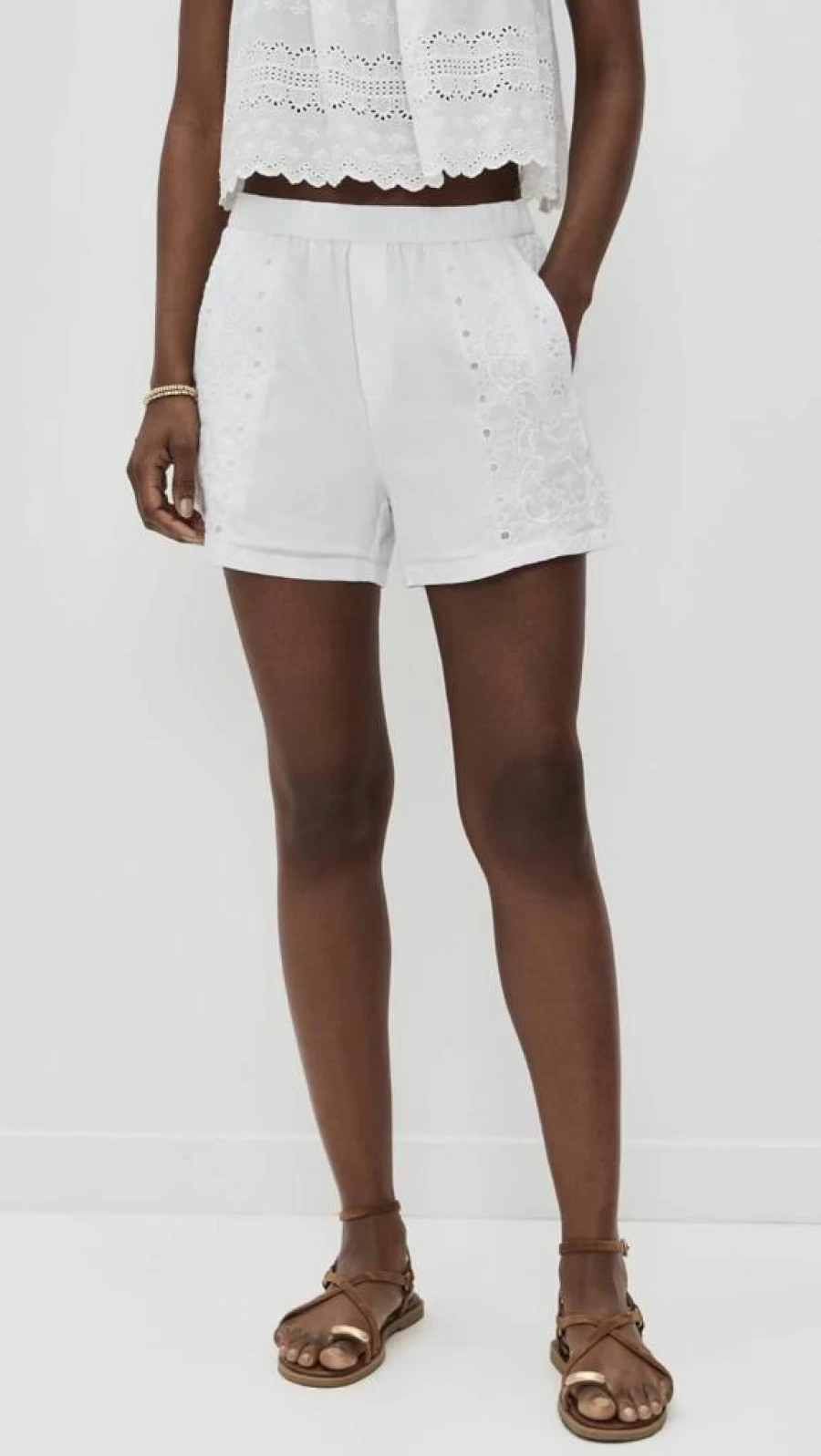 Madewell Women's Eyelet Pull-On Denim Shorts - Comfortable Summer Casual Shorts