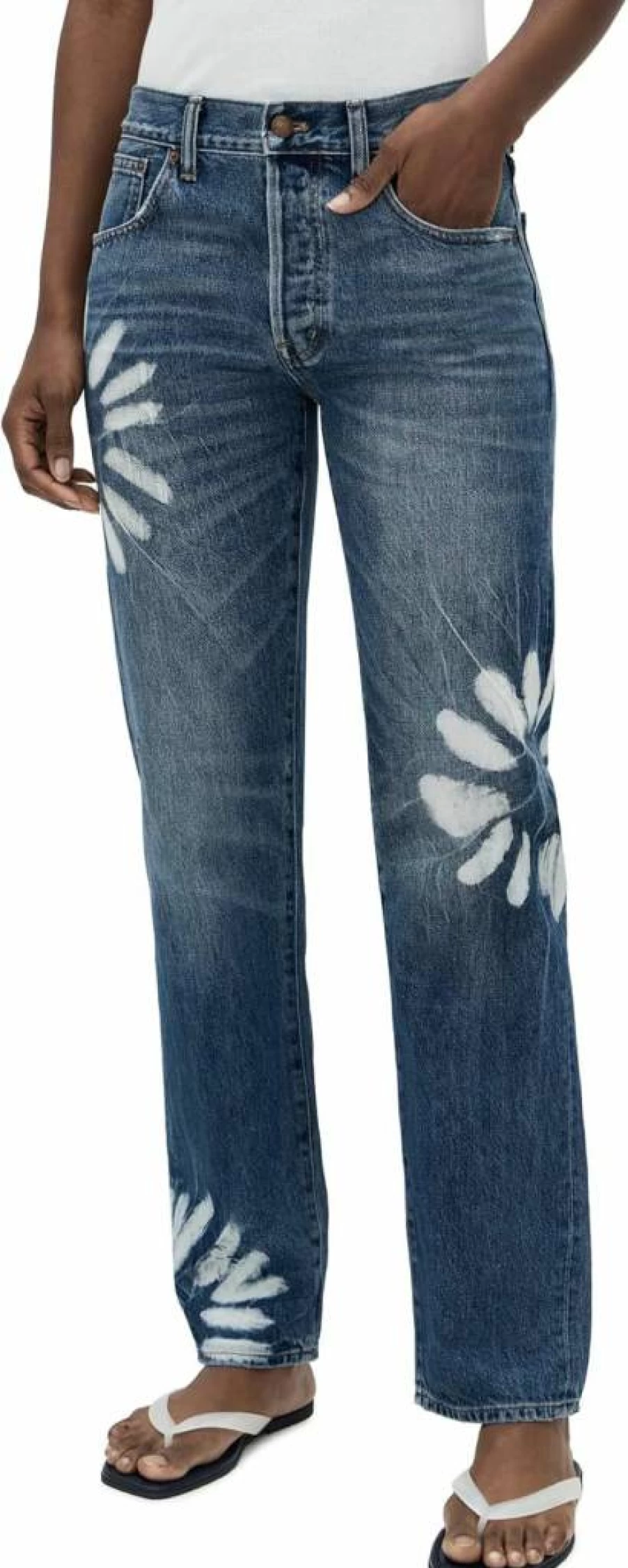 Madewell Women's Dean Straight Jeans - Comfortable Shibori Wash Denim Pants for Everyday Wear