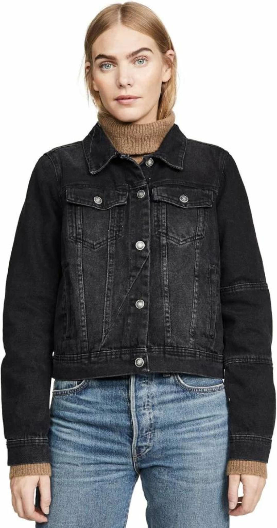 Free Women's Rumors Denim Jacket by Free People - Vintage Distressed Light Wash Cropped Style