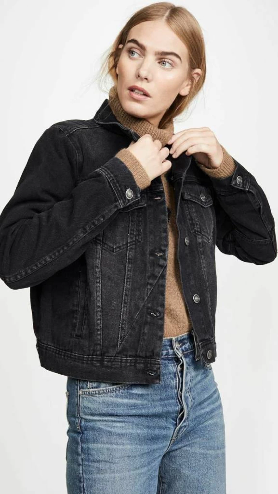 Free Women's Rumors Denim Jacket by Free People - Vintage Distressed Light Wash Cropped Style