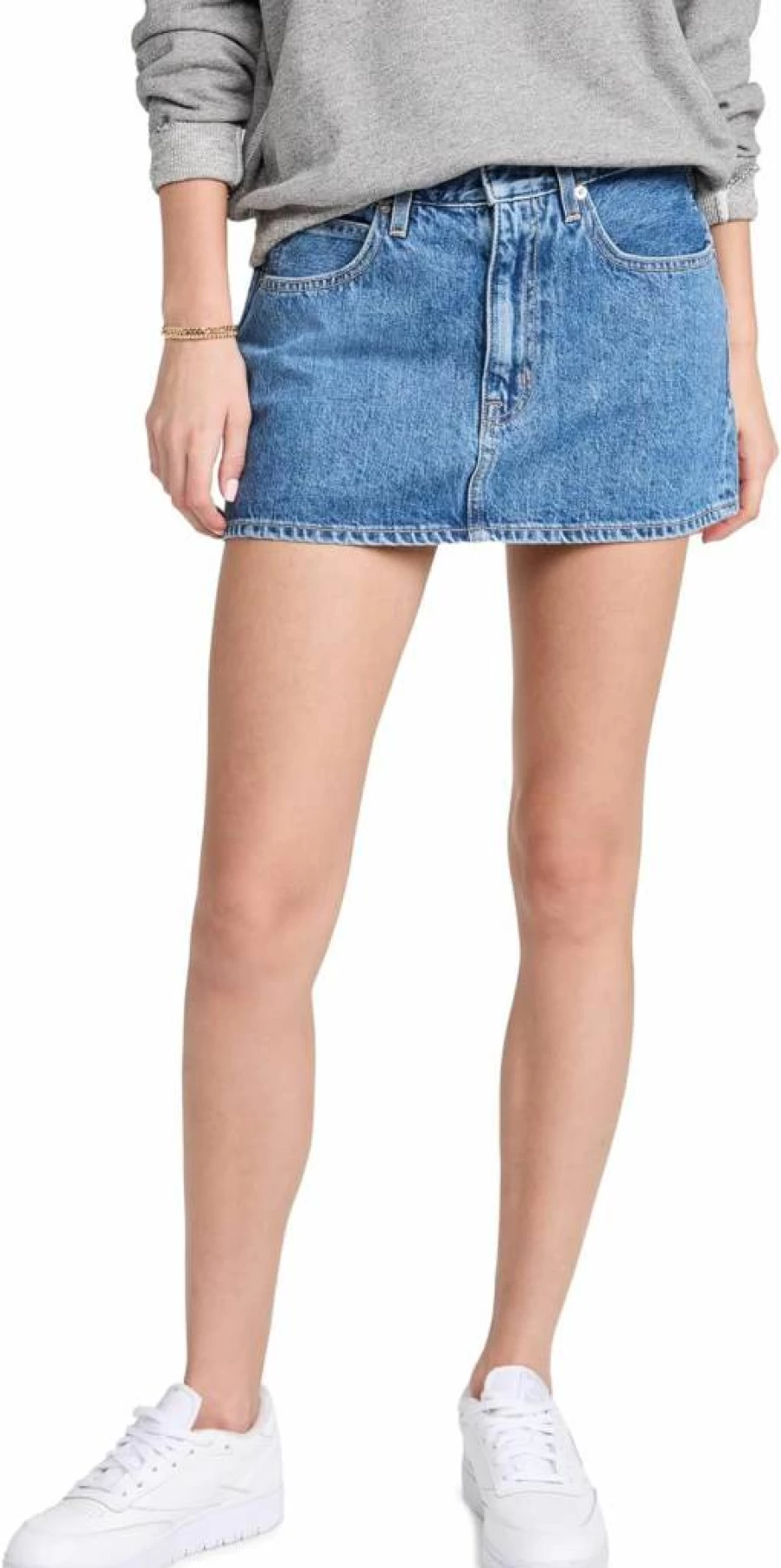 SLVRLAKE Women's Low Rise Micro Mini Skirt - Stretchy Denim Short Skirt for Summer Fashion