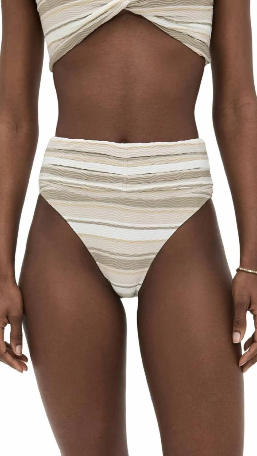 Ramy Brook Women's Striped Ivo Bikini Bottoms | High-Waisted Swimwear | Summer Beach Essentials