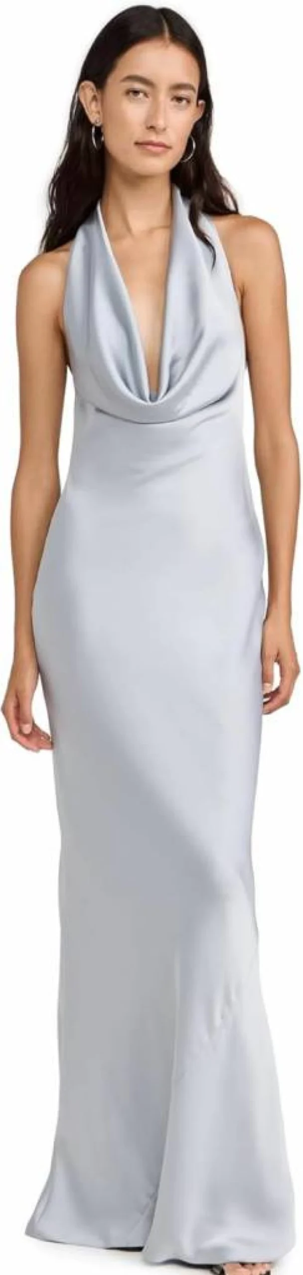 Norma Kamali Women's Halter Neck Drape Gown - Elegant Bias-Cut Evening Dress