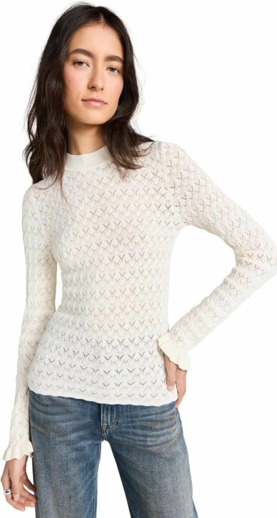 Sea Women's High Neck Fine Knit Sweater - Soft Gauge Knit Pullover