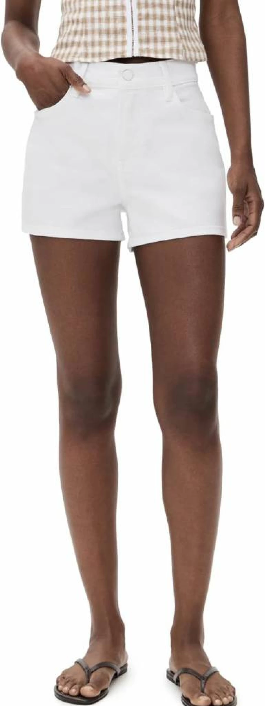 Good American Women's 90s Denim Shorts in White - High Waisted Vintage Style Size 8