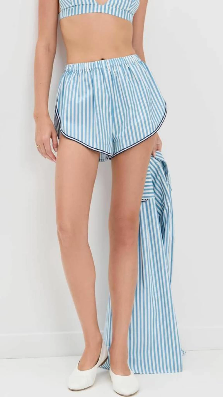 Solid & Striped Women's Lester High-Waisted Striped Beach Shorts - Summer Casual Comfort