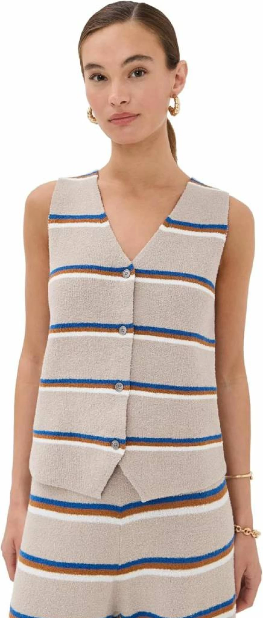 LE BOP Women's Striped Sleeveless Top - Casual Summer Tank Vest