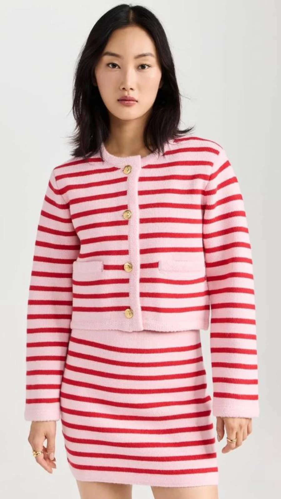 English Factory Women's Striped Knit Cardigan Sweater - Cozy Casual Long Sleeve Pullover
