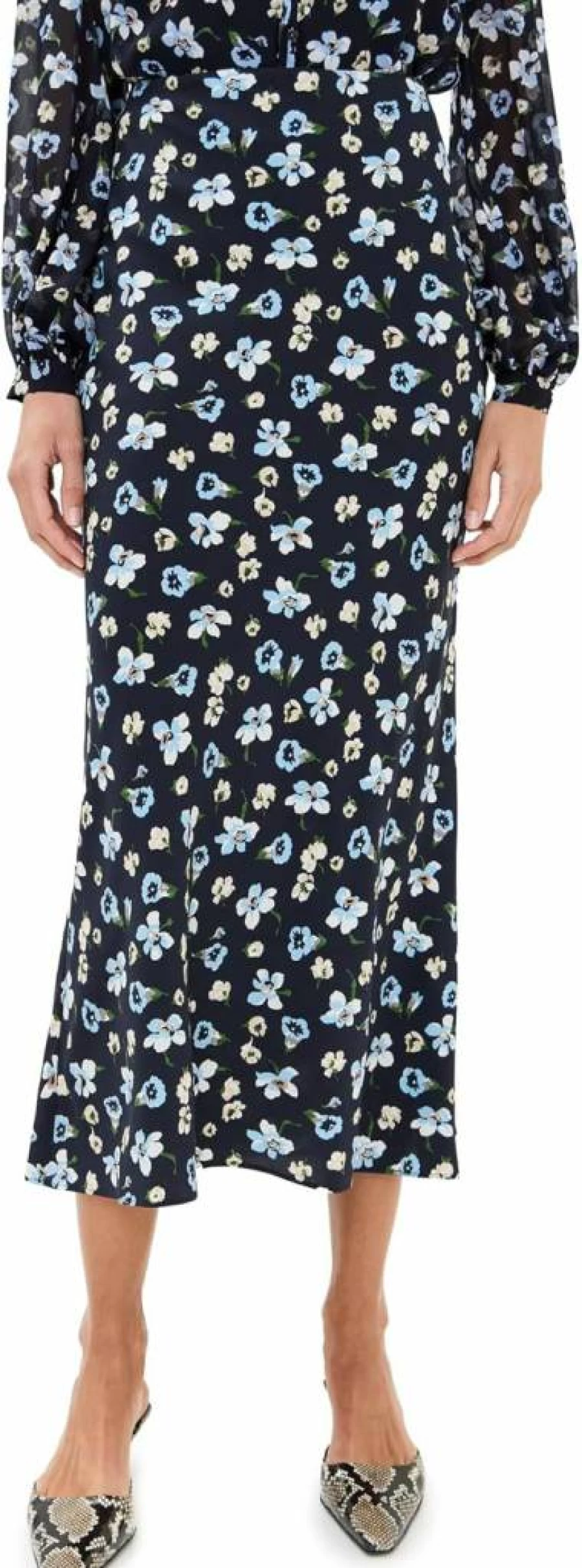 Veronica Beard Women's Clover Skirt - Floral Print A-Line Midi Skirt for Women