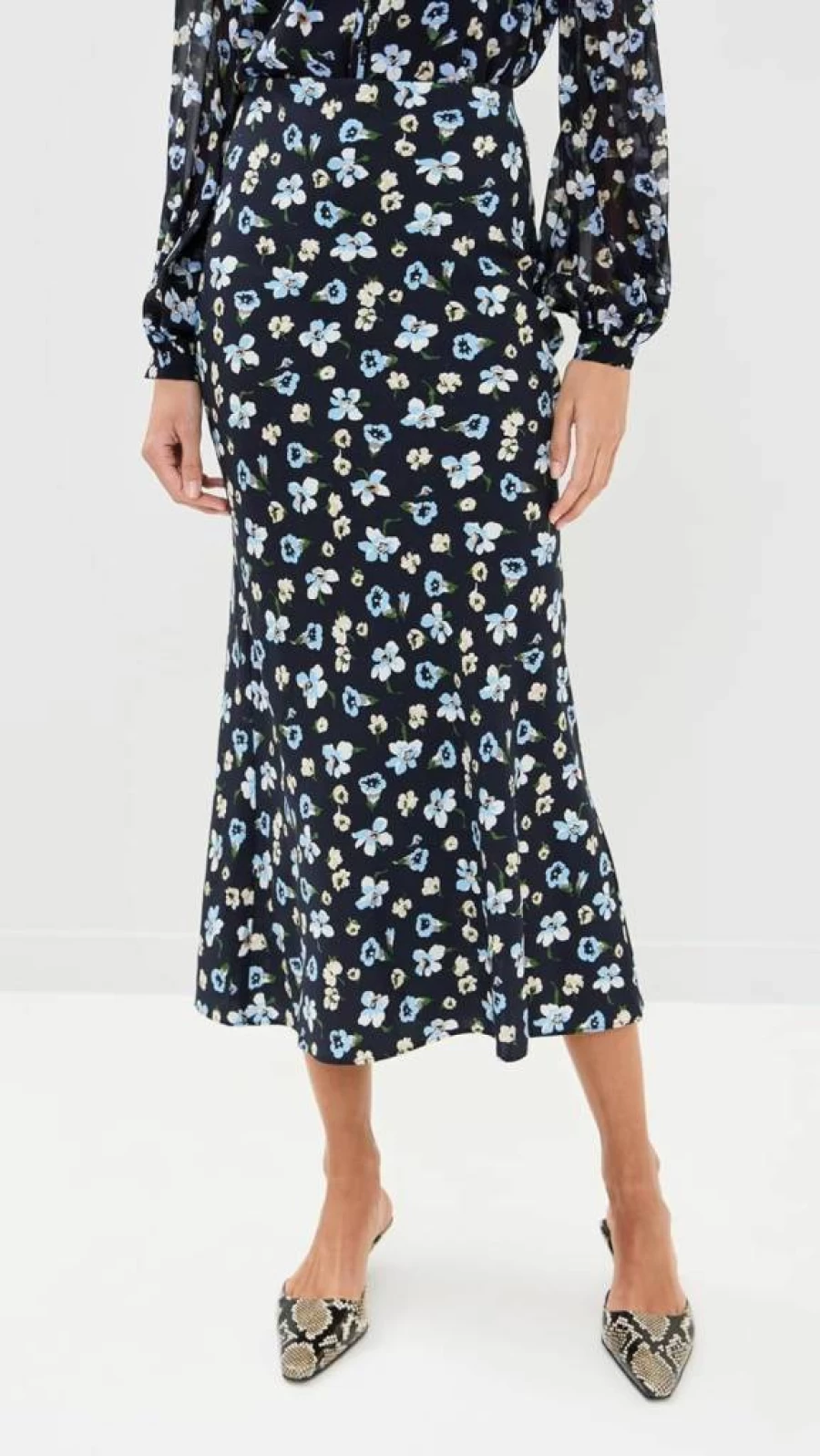Veronica Beard Women's Clover Skirt - Floral Print A-Line Midi Skirt for Women