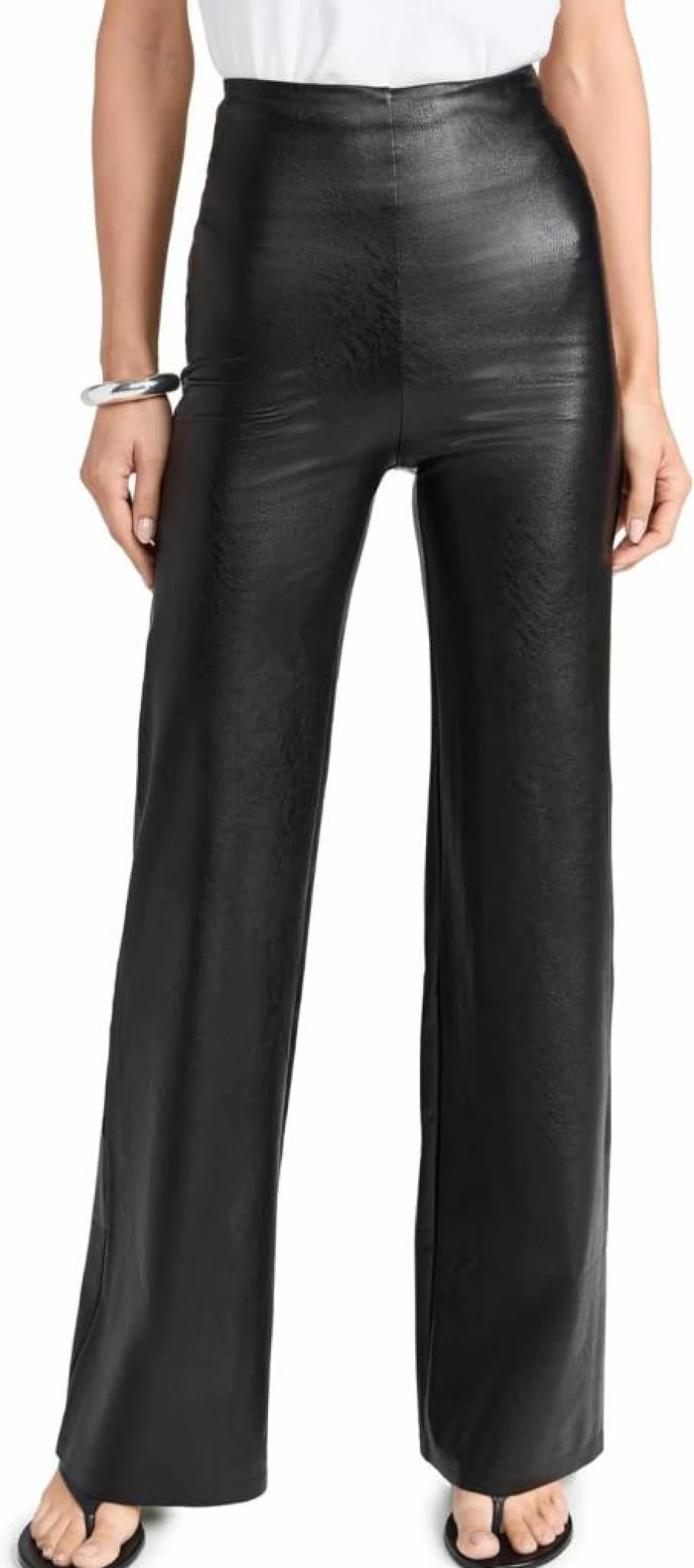 Commando Women's High-Waisted Faux Leather Wide Leg Pants - Stretch Vegan Leather Trousers