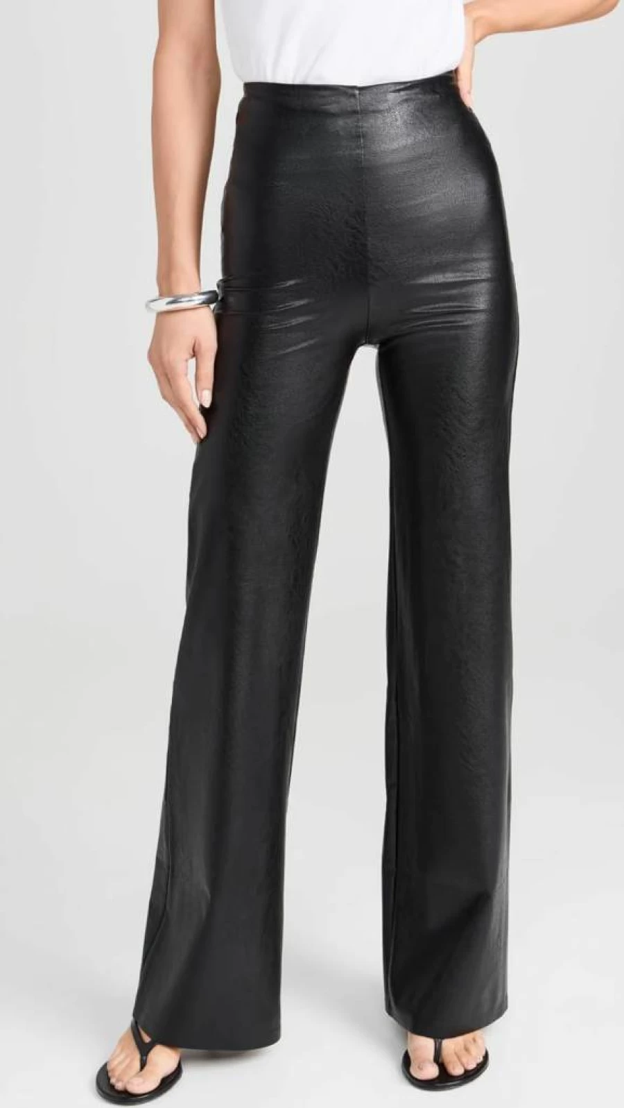 Commando Women's High-Waisted Faux Leather Wide Leg Pants - Stretch Vegan Leather Trousers
